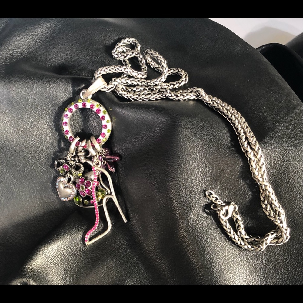 Old Silver Metal Charm/Pendants Necklace
